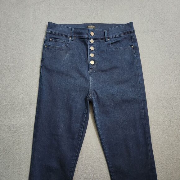Ann Taylor Women 8 Dark Wash Button Fly High Rise Skinny Jeans - Picture 3 of 10